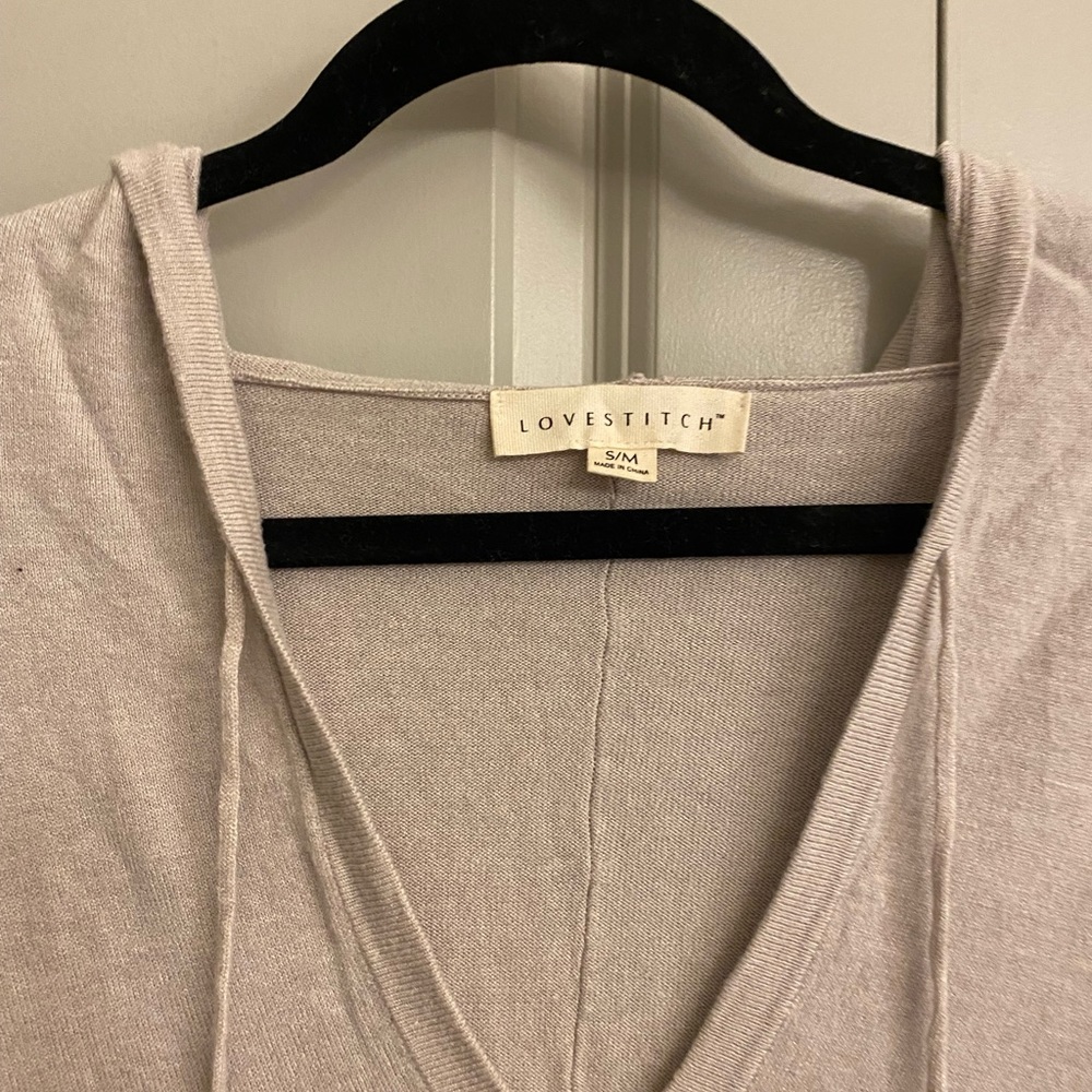 Beige Hooded Poncho Sweater Top Size S/M - Picture 2 of 6